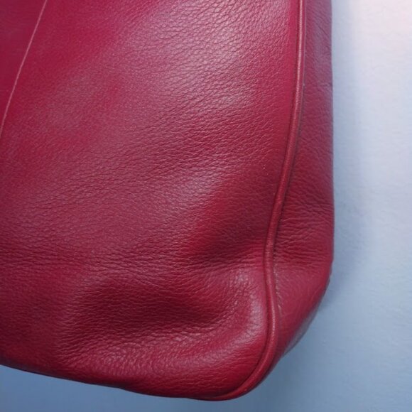 Etienne Aigner Purse Oxblood Red Pebbled Leather Big Buckle Shoulder Handbag - Picture 8 of 13